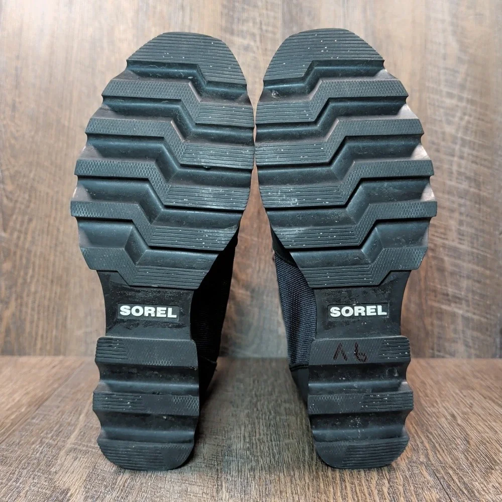 Sorel Womens Joan of Arctic Wedge III Lexie Boots Size 7.5 Black Leather Textile